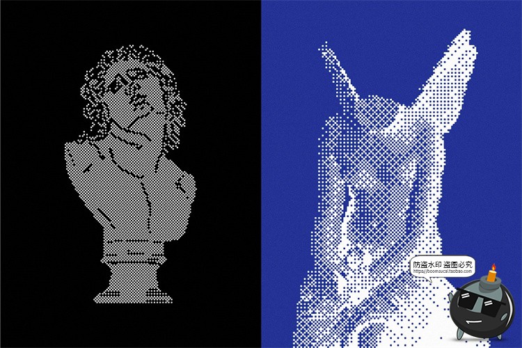 图片[10]-复古潮流艺术科幻半色调抽象VHS低保真怀旧像素PNG元素AI矢量素材-设计猿