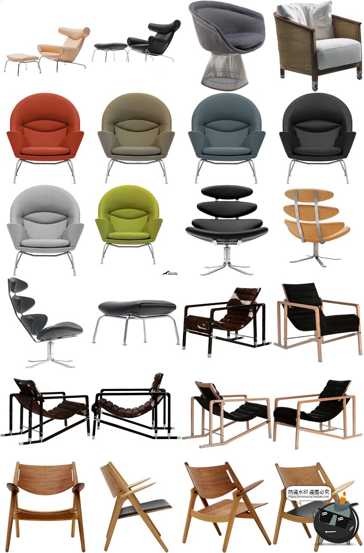 图片[1]-现代简约家具桌椅板凳柜子沙发茶几家居装饰元素PNG免抠图片素材-设计猿