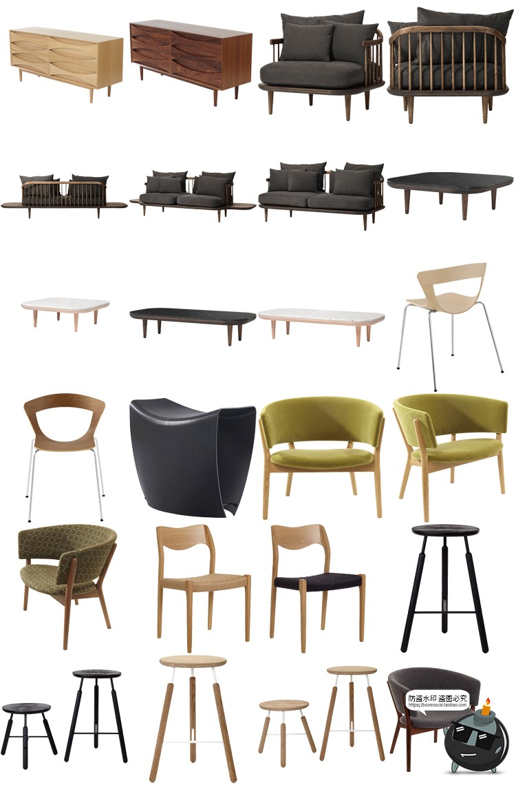 图片[5]-现代简约家具桌椅板凳柜子沙发茶几家居装饰元素PNG免抠图片素材-设计猿