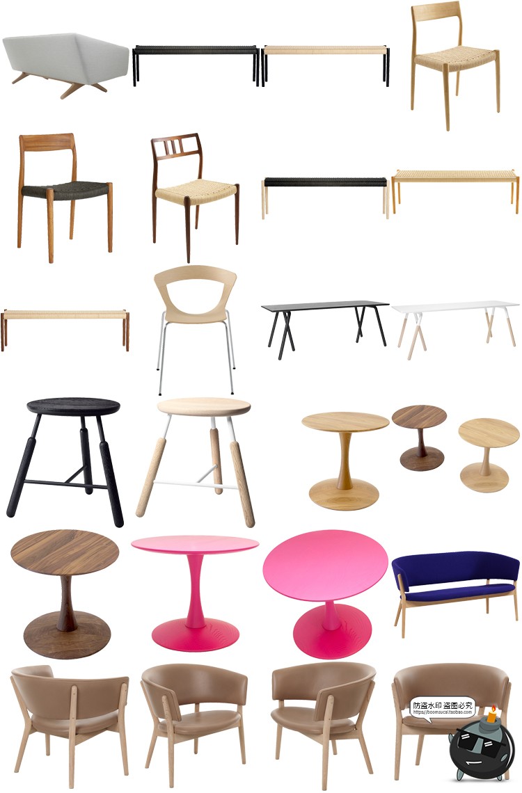 图片[9]-现代简约家具桌椅板凳柜子沙发茶几家居装饰元素PNG免抠图片素材-设计猿