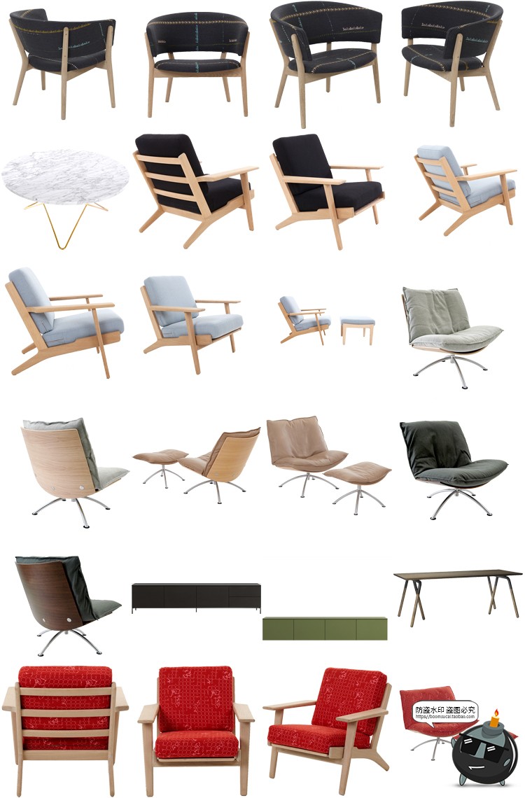 图片[10]-现代简约家具桌椅板凳柜子沙发茶几家居装饰元素PNG免抠图片素材-设计猿