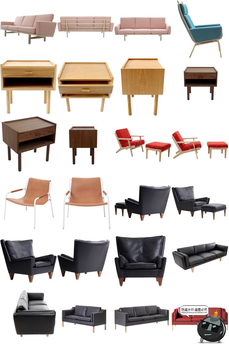 图片[15]-现代简约家具桌椅板凳柜子沙发茶几家居装饰元素PNG免抠图片素材-设计猿