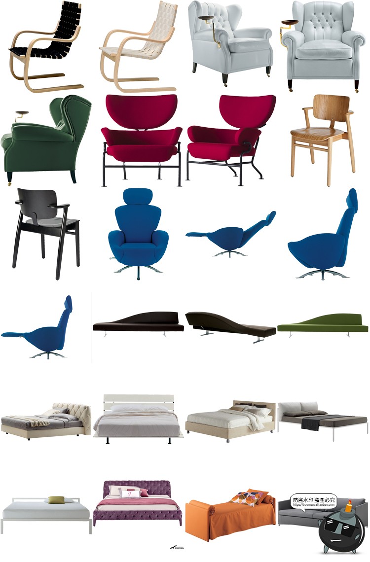 图片[27]-现代简约家具桌椅板凳柜子沙发茶几家居装饰元素PNG免抠图片素材-设计猿