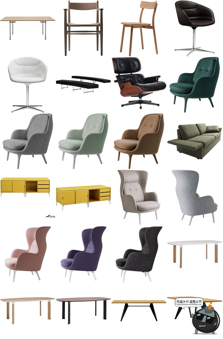 图片[34]-现代简约家具桌椅板凳柜子沙发茶几家居装饰元素PNG免抠图片素材-设计猿