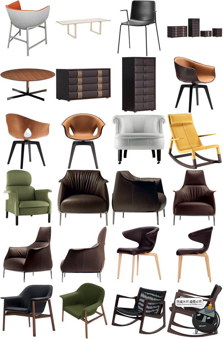 图片[36]-现代简约家具桌椅板凳柜子沙发茶几家居装饰元素PNG免抠图片素材-设计猿