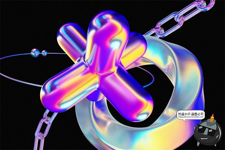 图片[8]-千禧Y2K酸性风格全息霓虹渐变霓虹3D立体艺术抽象图形PNG免抠素材-设计猿