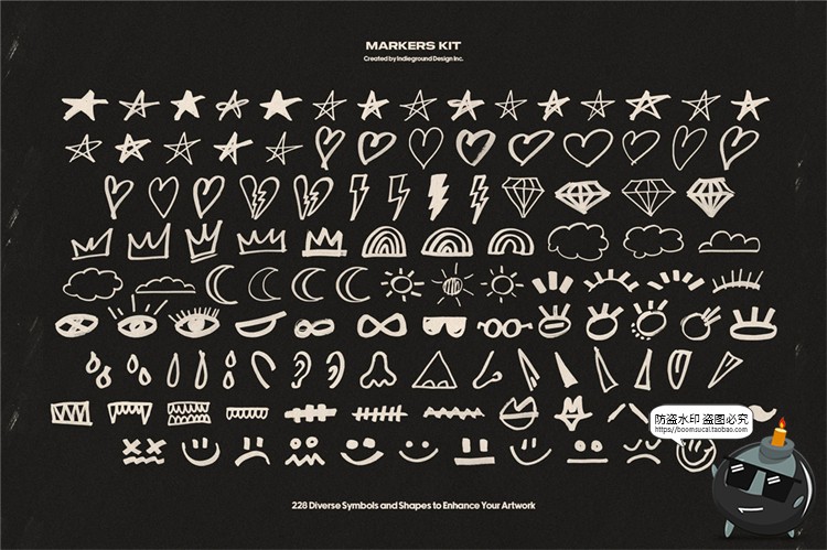 图片[2]-趣味灵感马克笔涂鸦笔触形状图形插画箭头标记PNG免抠装饰PS素材-设计猿