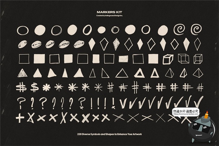 图片[3]-趣味灵感马克笔涂鸦笔触形状图形插画箭头标记PNG免抠装饰PS素材-设计猿