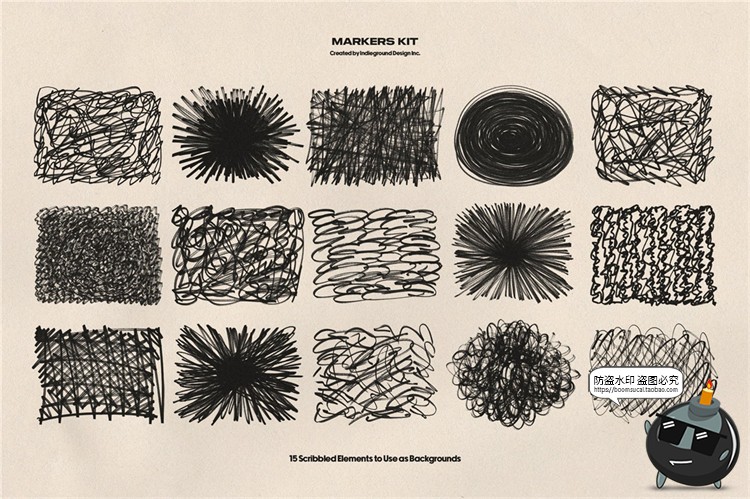 图片[4]-趣味灵感马克笔涂鸦笔触形状图形插画箭头标记PNG免抠装饰PS素材-设计猿