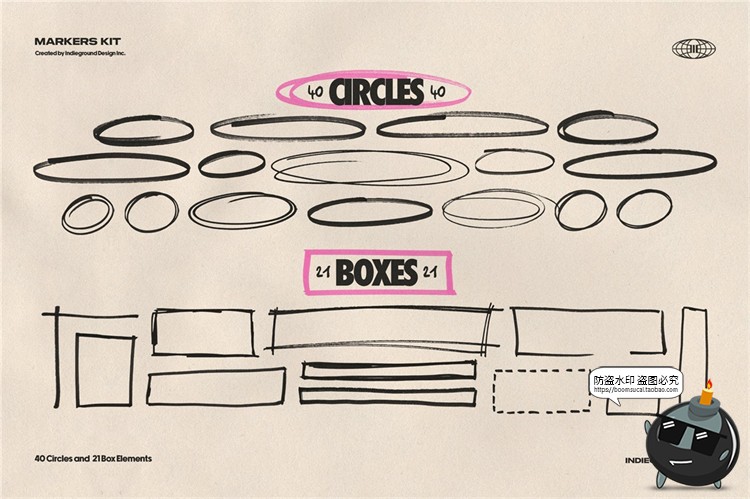 图片[6]-趣味灵感马克笔涂鸦笔触形状图形插画箭头标记PNG免抠装饰PS素材-设计猿