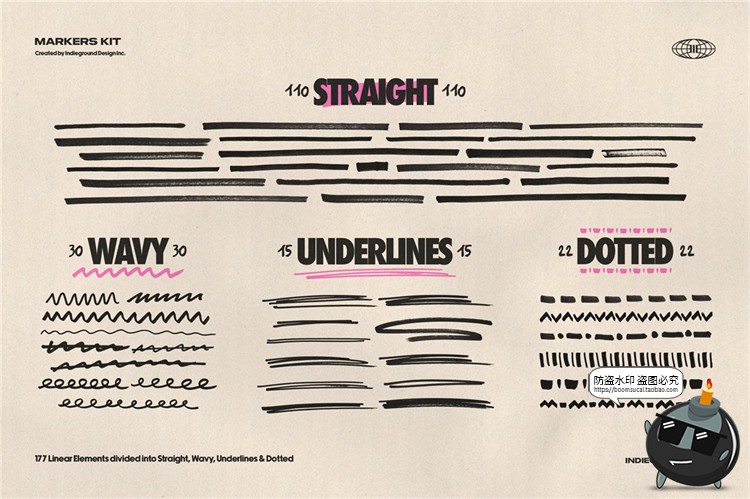 图片[8]-趣味灵感马克笔涂鸦笔触形状图形插画箭头标记PNG免抠装饰PS素材-设计猿
