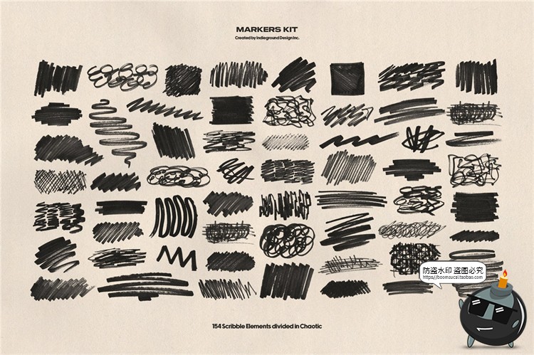图片[9]-趣味灵感马克笔涂鸦笔触形状图形插画箭头标记PNG免抠装饰PS素材-设计猿