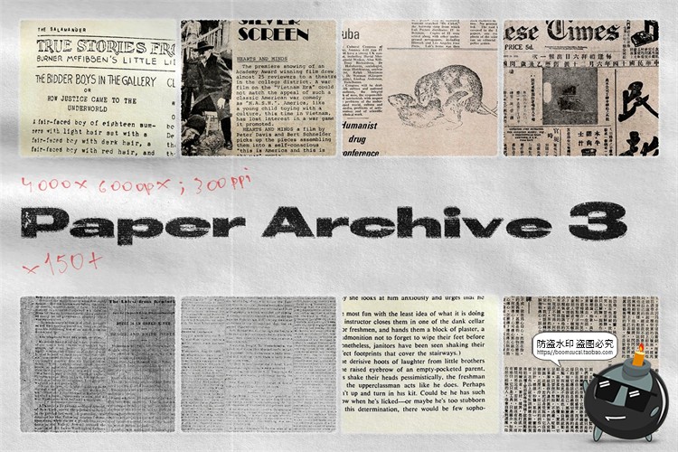 图片[1]-复古做旧磨损褪色边缘欧美老报纸裁剪碎片波普艺术背景JPG图素材-设计猿