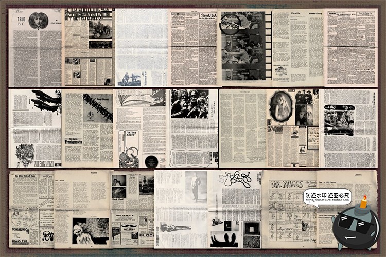 图片[2]-复古做旧磨损褪色边缘欧美老报纸裁剪碎片波普艺术背景JPG图素材-设计猿