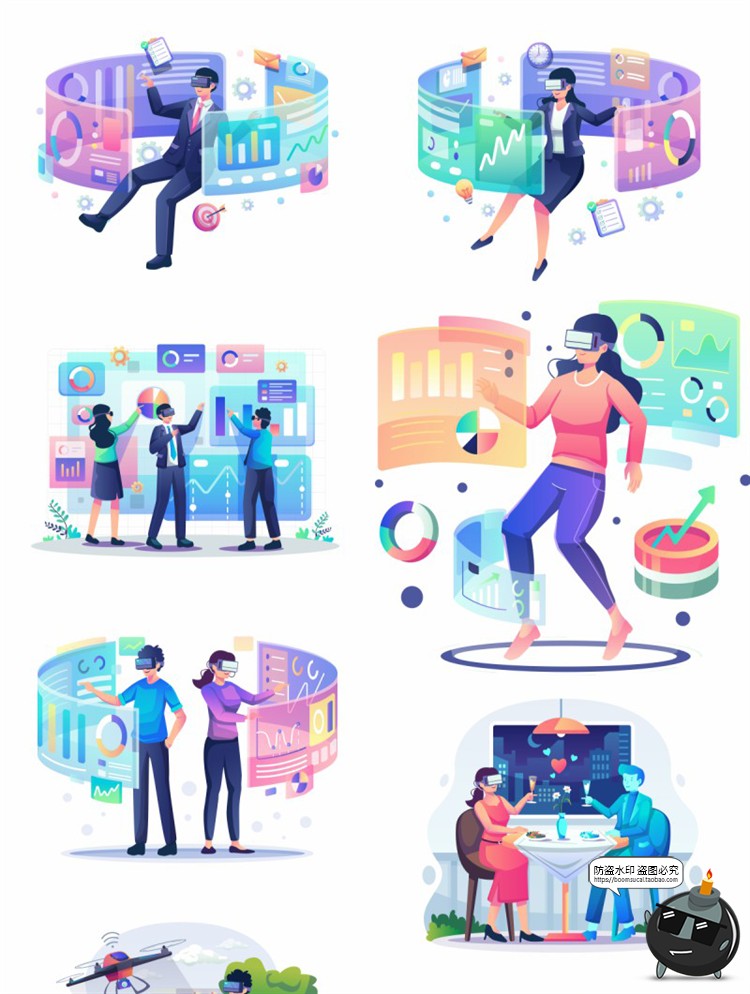 图片[3]-科技未来虚拟现实技术产品发布会场景演示扁平AI矢量插画设计素材-设计猿