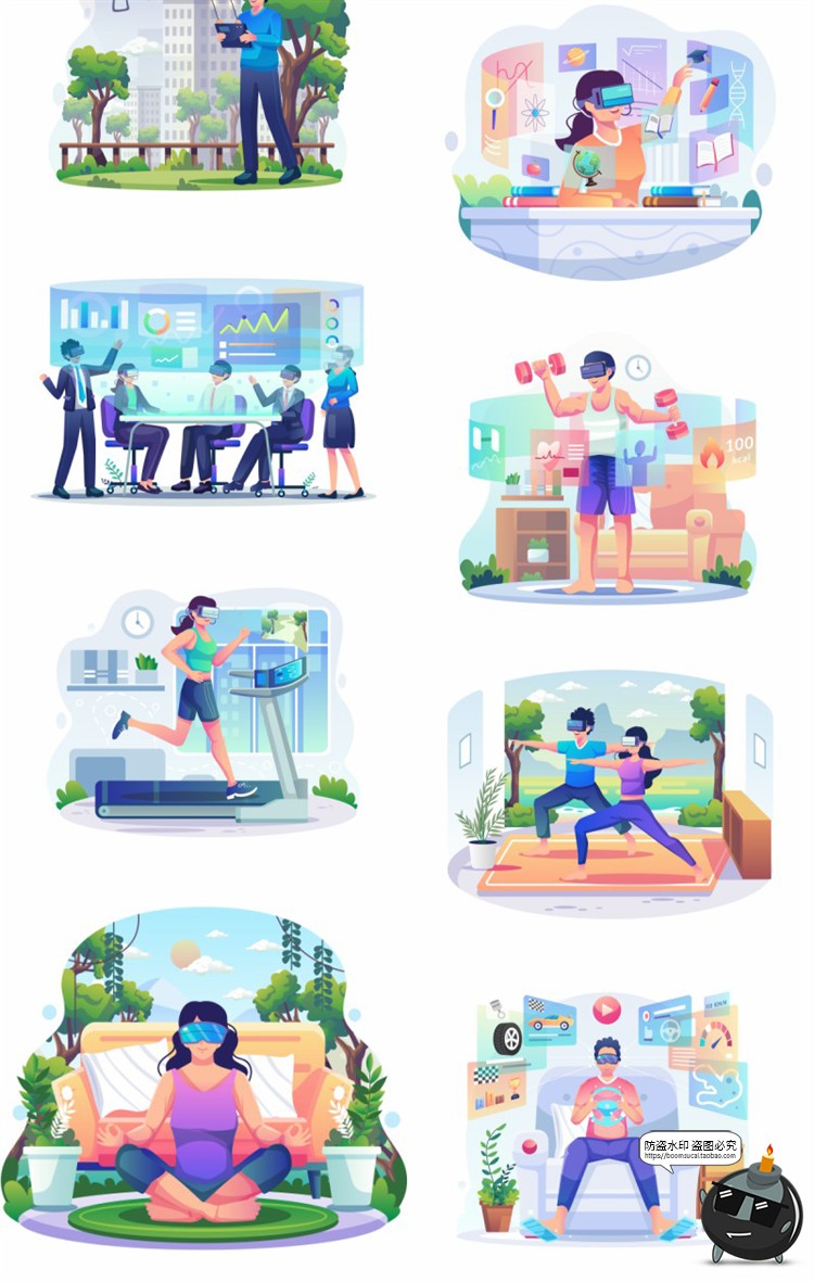 图片[4]-科技未来虚拟现实技术产品发布会场景演示扁平AI矢量插画设计素材-设计猿