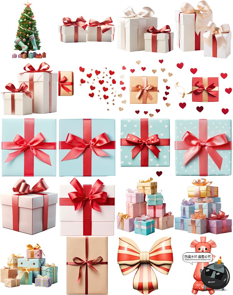 图片[5]-圣诞节日礼品盒子礼物蝴蝶礼结促销喜庆春节活动元素PNG免抠素材-设计猿