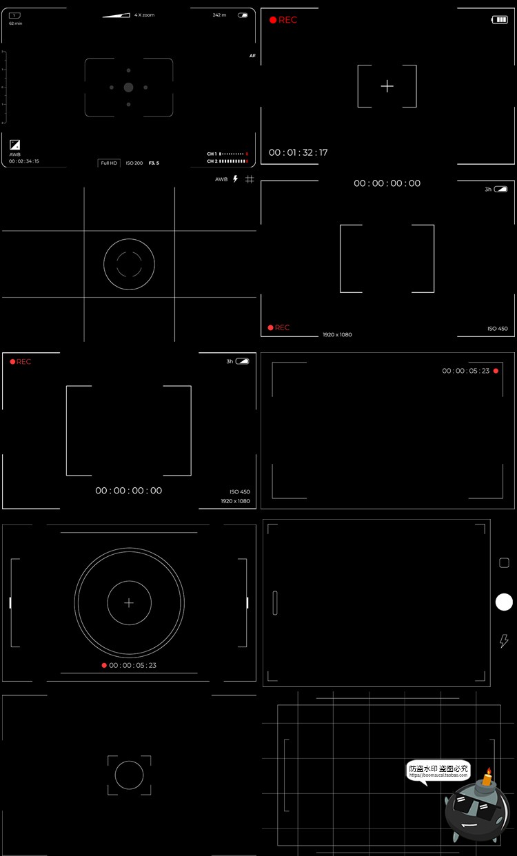 图片[6]-复古胶片电影大片视频取景器相机瞄准边框PNG高清免抠叠加图素材-设计猿