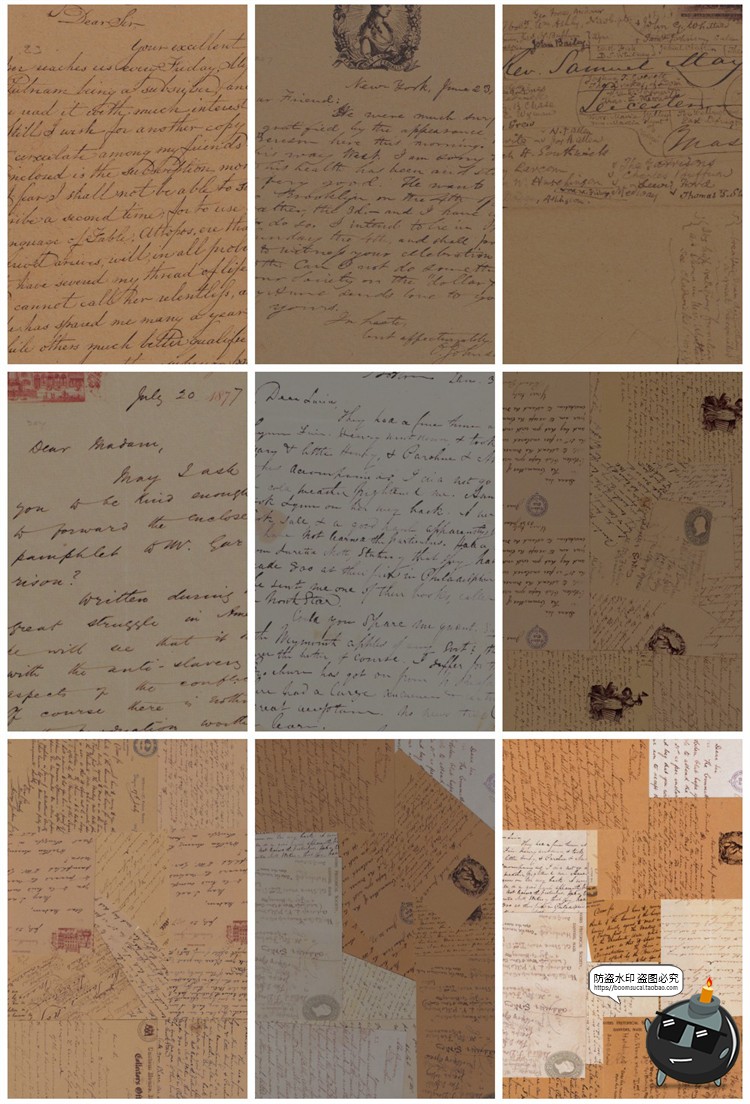 图片[3]-复古做旧泛黄英文草书手稿手写草稿信件牛皮纸背景纹JPG图片素材-设计猿