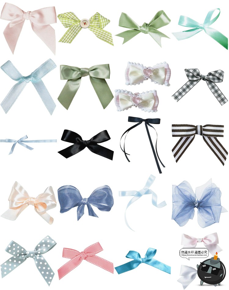 图片[2]-甜美风蝴蝶结手账装饰贴纸美工美化美式复古彩结PNG免抠图片素材-设计猿