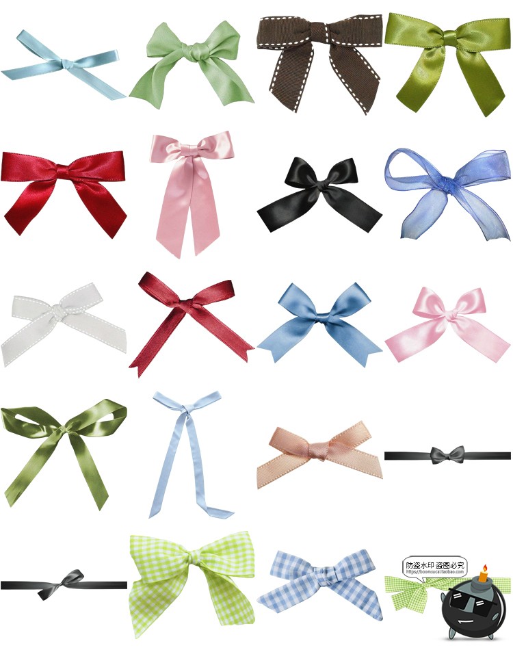 图片[3]-甜美风蝴蝶结手账装饰贴纸美工美化美式复古彩结PNG免抠图片素材-设计猿