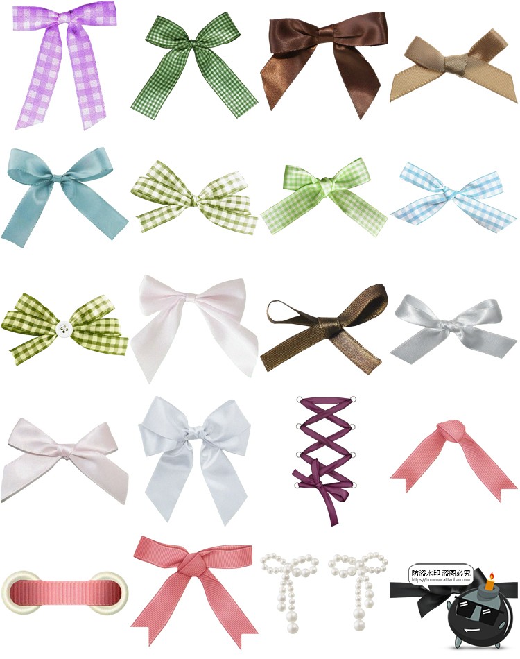 图片[4]-甜美风蝴蝶结手账装饰贴纸美工美化美式复古彩结PNG免抠图片素材-设计猿