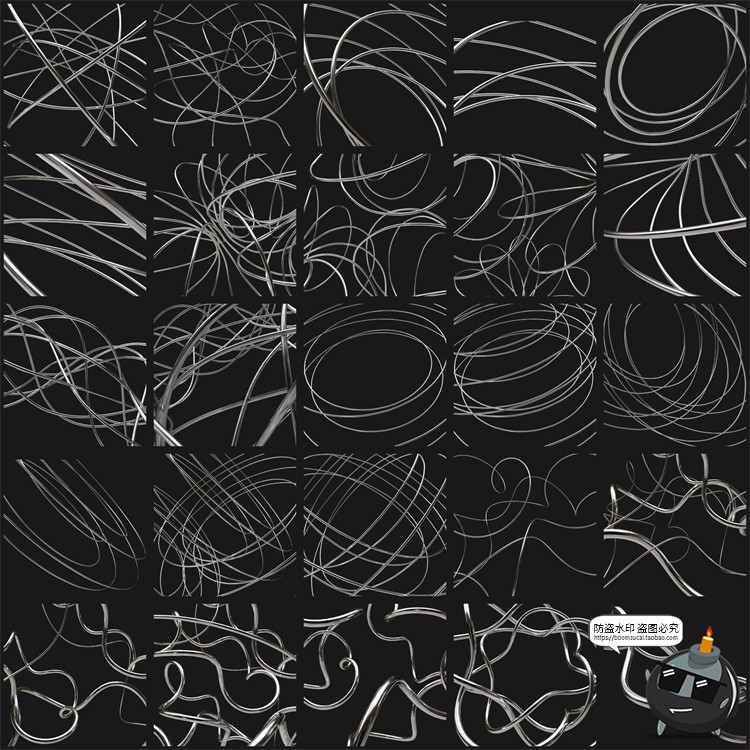 图片[9]-酸性镀铬金属铁丝缠绕艺术创意形状海报装饰后期合成PNG免抠素材-设计猿