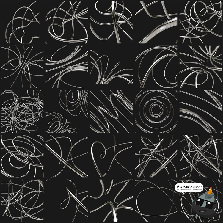 图片[17]-酸性镀铬金属铁丝缠绕艺术创意形状海报装饰后期合成PNG免抠素材-设计猿