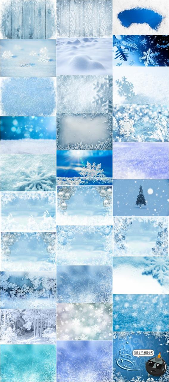 图片[2]-冬季冰晶结冰雪花白雪冰冻积雪图案海报背景纹理底纹JPG图片素材-设计猿