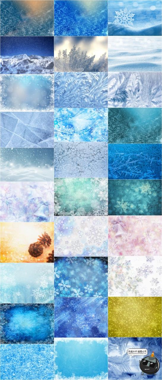 图片[3]-冬季冰晶结冰雪花白雪冰冻积雪图案海报背景纹理底纹JPG图片素材-设计猿