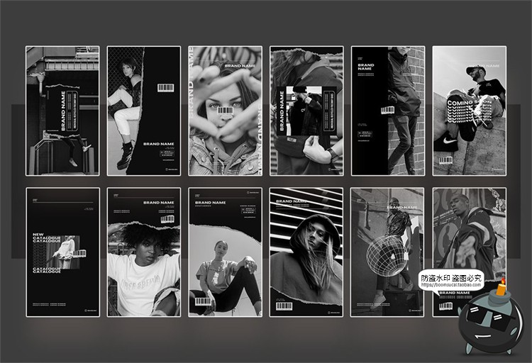 图片[2]-潮牌极简风黑白单色撕纸包装品牌电商海报图文排版PSD模板AI素材-设计猿