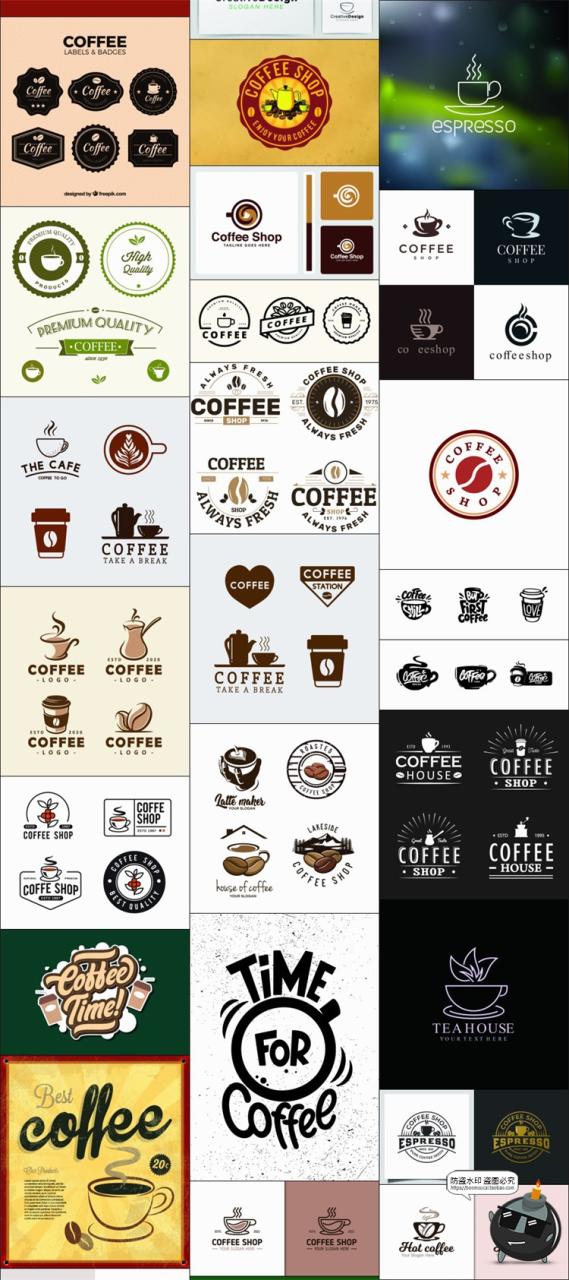 图片[3]-咖啡logo图标奶茶coffee店铺饮品简约线条手绘品牌标志AI矢量素材-设计猿