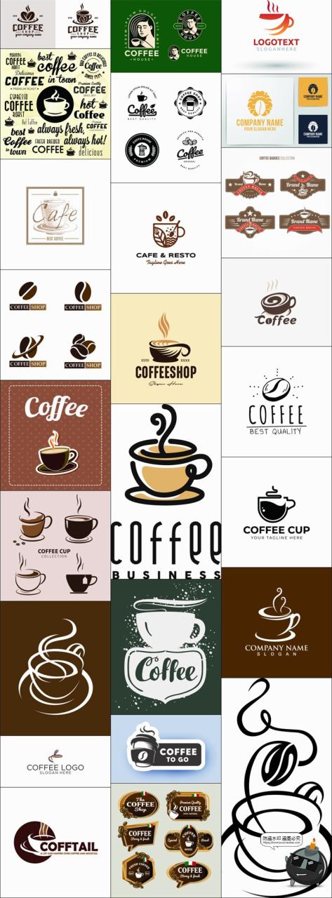 图片[4]-咖啡logo图标奶茶coffee店铺饮品简约线条手绘品牌标志AI矢量素材-设计猿