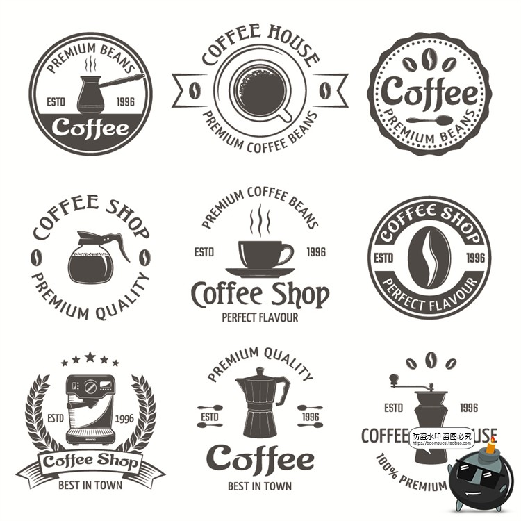 图片[8]-咖啡logo图标奶茶coffee店铺饮品简约线条手绘品牌标志AI矢量素材-设计猿