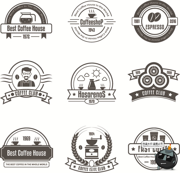 图片[10]-咖啡logo图标奶茶coffee店铺饮品简约线条手绘品牌标志AI矢量素材-设计猿