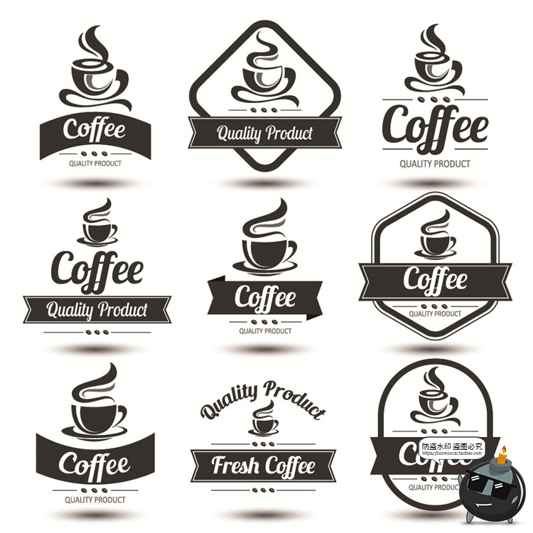 图片[12]-咖啡logo图标奶茶coffee店铺饮品简约线条手绘品牌标志AI矢量素材-设计猿