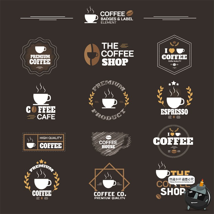 图片[13]-咖啡logo图标奶茶coffee店铺饮品简约线条手绘品牌标志AI矢量素材-设计猿