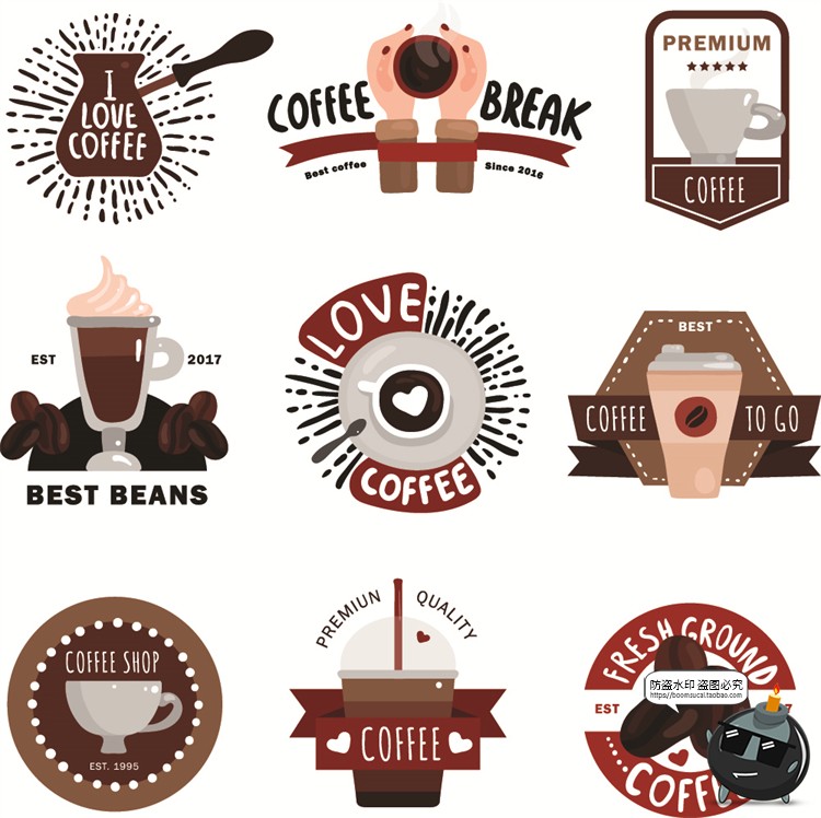 图片[15]-咖啡logo图标奶茶coffee店铺饮品简约线条手绘品牌标志AI矢量素材-设计猿