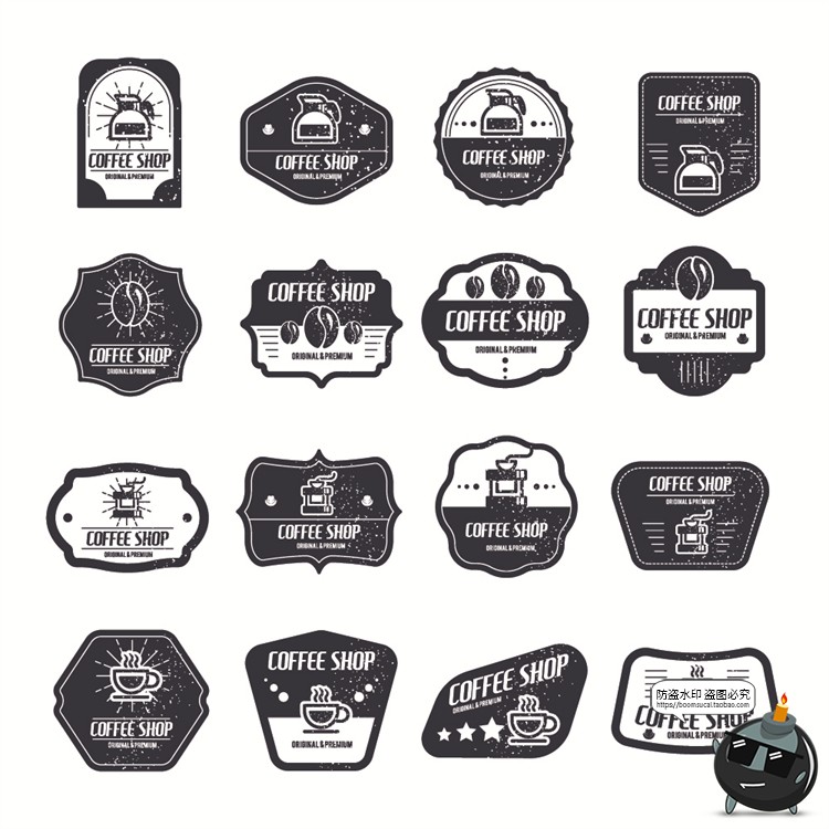 图片[17]-咖啡logo图标奶茶coffee店铺饮品简约线条手绘品牌标志AI矢量素材-设计猿