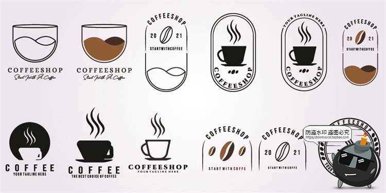 图片[30]-咖啡logo图标奶茶coffee店铺饮品简约线条手绘品牌标志AI矢量素材-设计猿