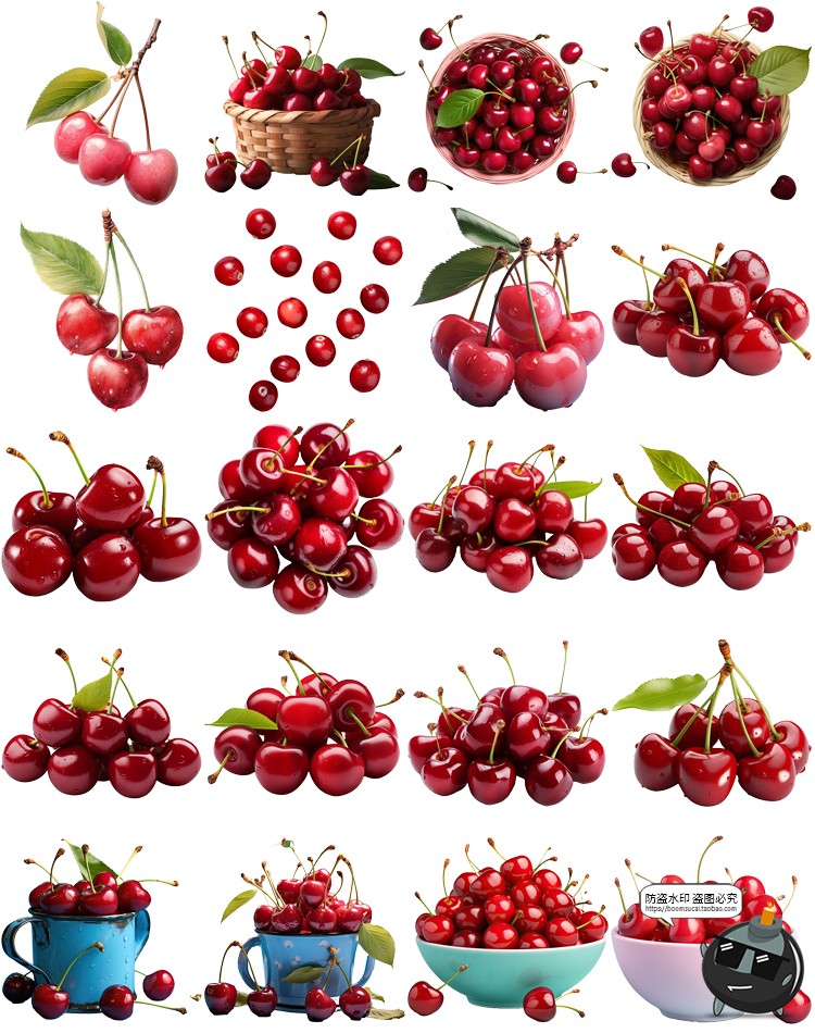 图片[1]-车厘子图片樱桃特写cherry级别35J手绘海报装饰元素PNG免抠素材-设计猿