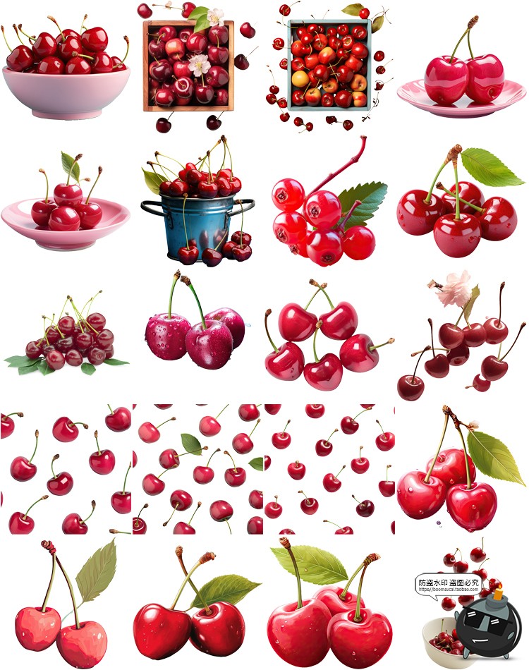 图片[2]-车厘子图片樱桃特写cherry级别35J手绘海报装饰元素PNG免抠素材-设计猿