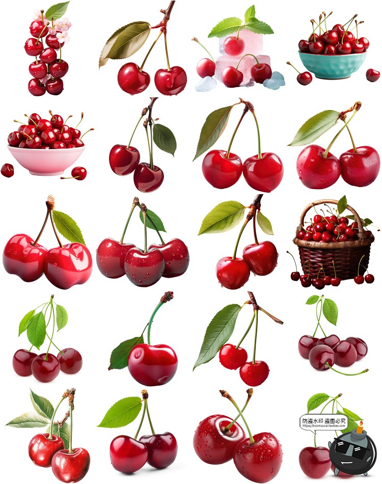 图片[3]-车厘子图片樱桃特写cherry级别35J手绘海报装饰元素PNG免抠素材-设计猿