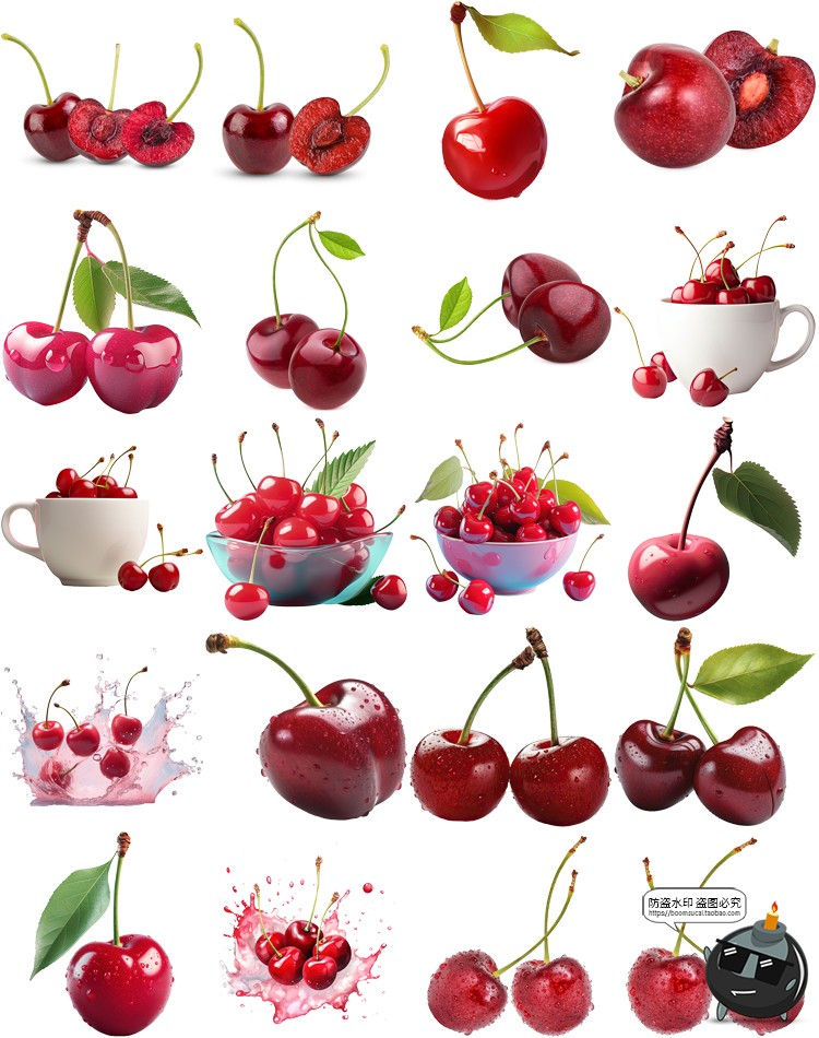 图片[4]-车厘子图片樱桃特写cherry级别35J手绘海报装饰元素PNG免抠素材-设计猿