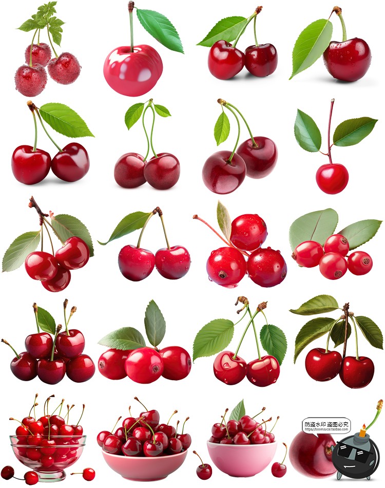 图片[5]-车厘子图片樱桃特写cherry级别35J手绘海报装饰元素PNG免抠素材-设计猿