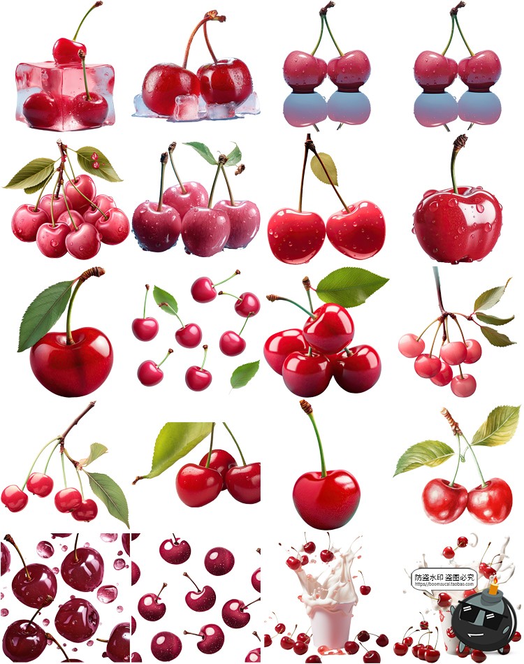 图片[6]-车厘子图片樱桃特写cherry级别35J手绘海报装饰元素PNG免抠素材-设计猿