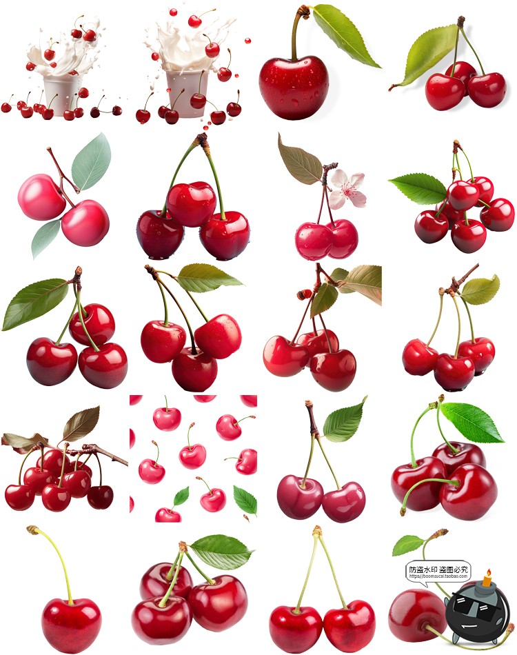图片[7]-车厘子图片樱桃特写cherry级别35J手绘海报装饰元素PNG免抠素材-设计猿