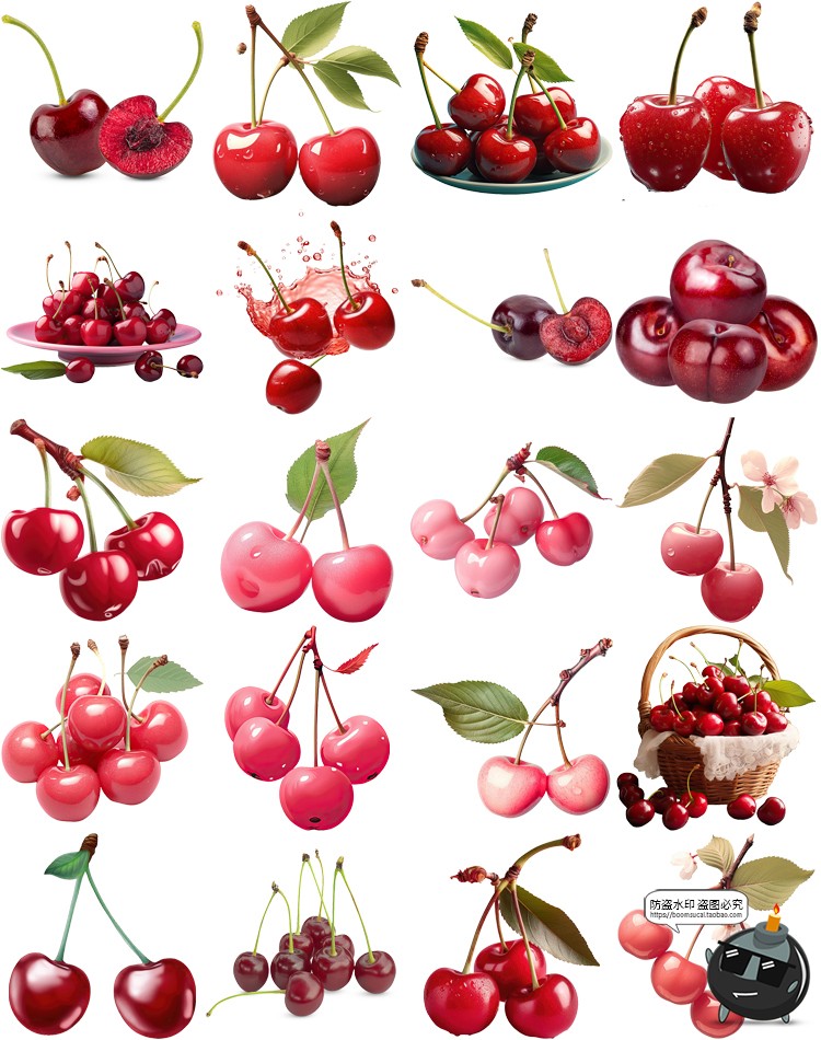 图片[8]-车厘子图片樱桃特写cherry级别35J手绘海报装饰元素PNG免抠素材-设计猿
