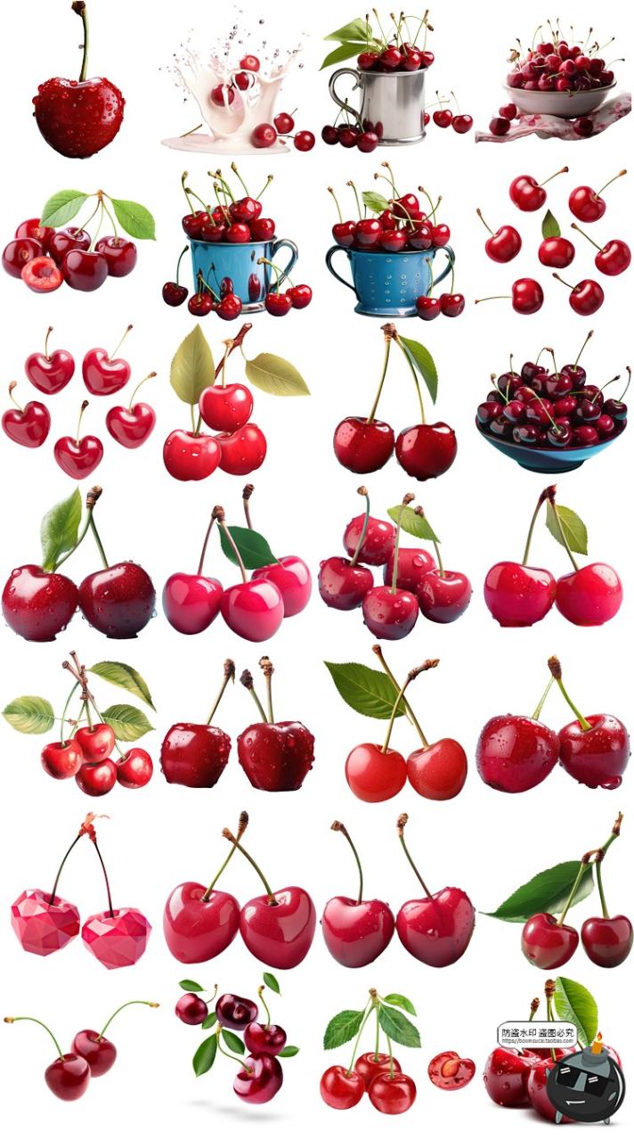 图片[9]-车厘子图片樱桃特写cherry级别35J手绘海报装饰元素PNG免抠素材-设计猿