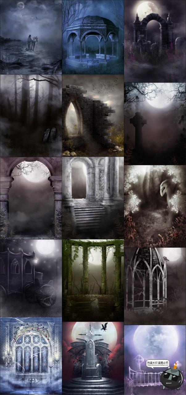 图片[2]-哥特风格建筑暗黑场景童话魔幻深林诡异风景JPG图片后期合成素材-设计猿